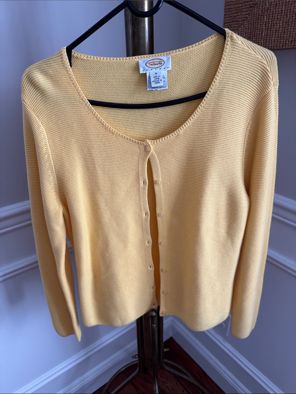 Talbots Light Yellow Button-Front Crewneck Cardigan